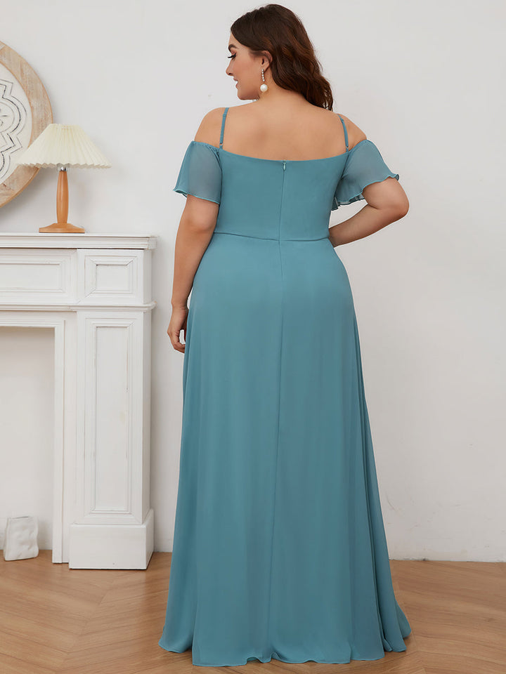 DOROTHY OFF-SHOULDER SPLIT V-NECK EVENING DRESS