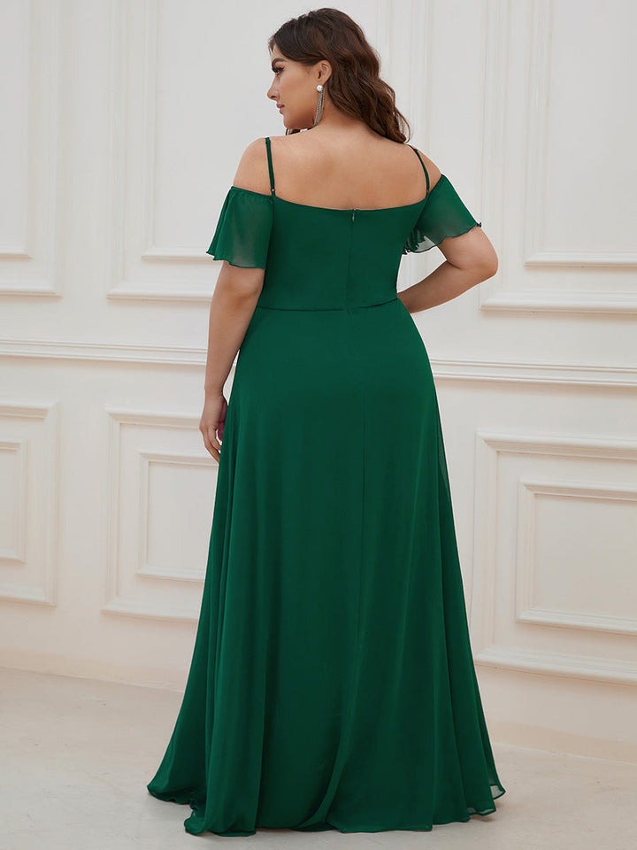 DOROTHY OFF-SHOULDER SPLIT V-NECK EVENING DRESS