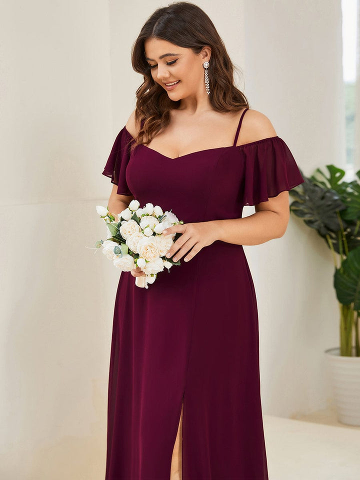 DOROTHY OFF-SHOULDER SPLIT V-NECK EVENING DRESS