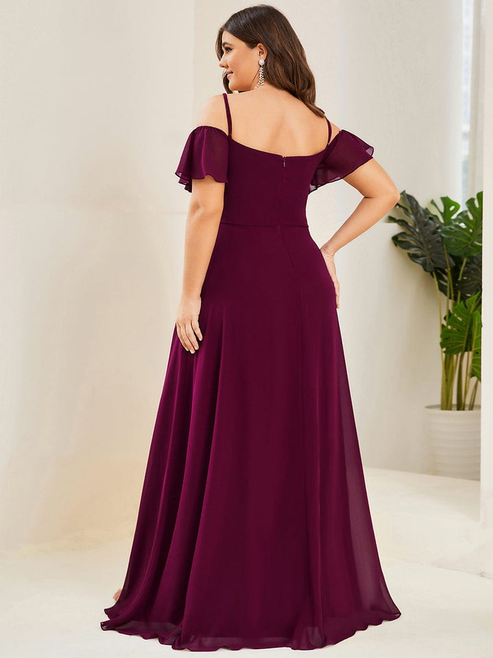 DOROTHY OFF-SHOULDER SPLIT V-NECK EVENING DRESS