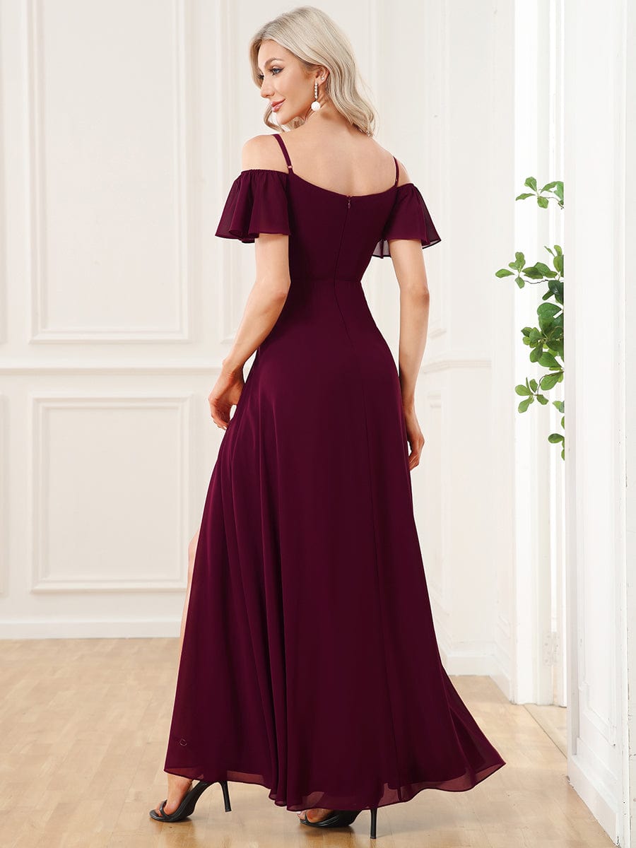 DOROTHY OFF-SHOULDER SPLIT V-NECK EVENING DRESS