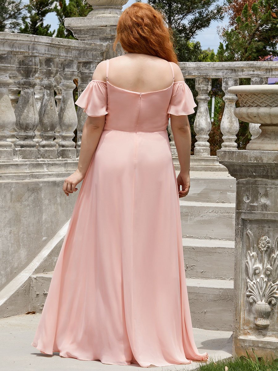 DOROTHY OFF-SHOULDER SPLIT V-NECK EVENING DRESS