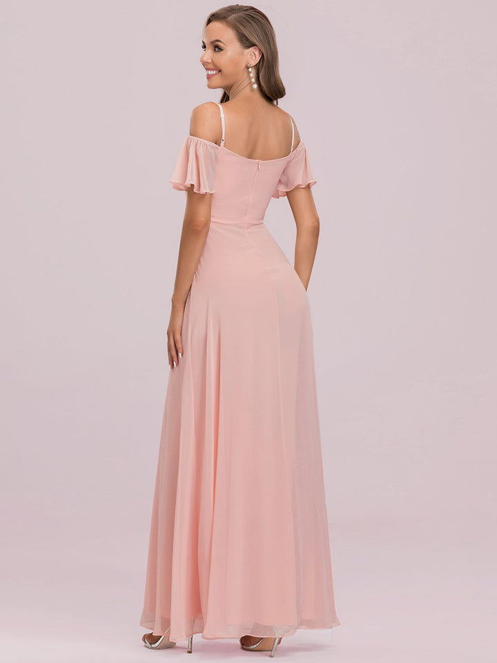 DOROTHY OFF-SHOULDER SPLIT V-NECK EVENING DRESS