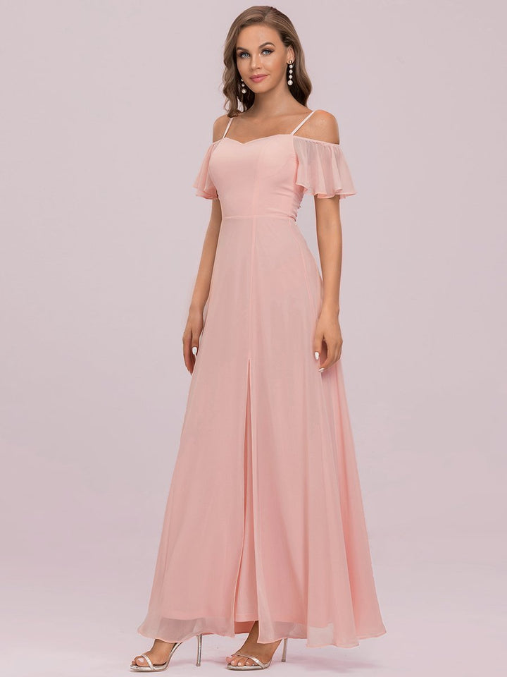 DOROTHY OFF-SHOULDER SPLIT V-NECK EVENING DRESS