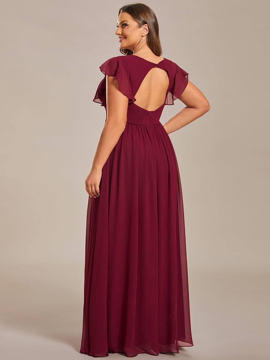 MABEL CHIFFON PLEATED SLEEVE BRIDESMAID DRESS