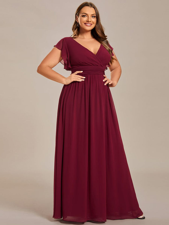 MABEL CHIFFON PLEATED SLEEVE BRIDESMAID DRESS