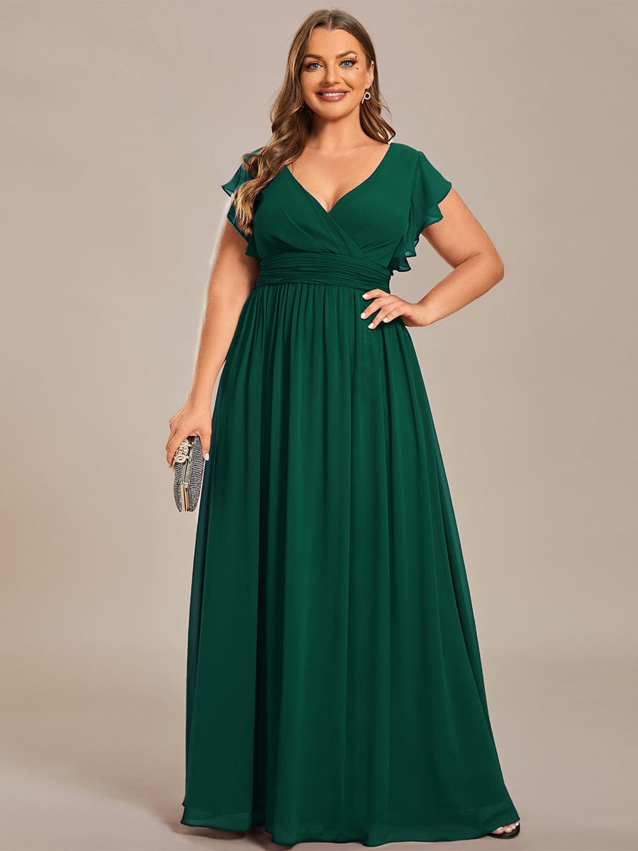 MABEL CHIFFON PLEATED SLEEVE BRIDESMAID DRESS