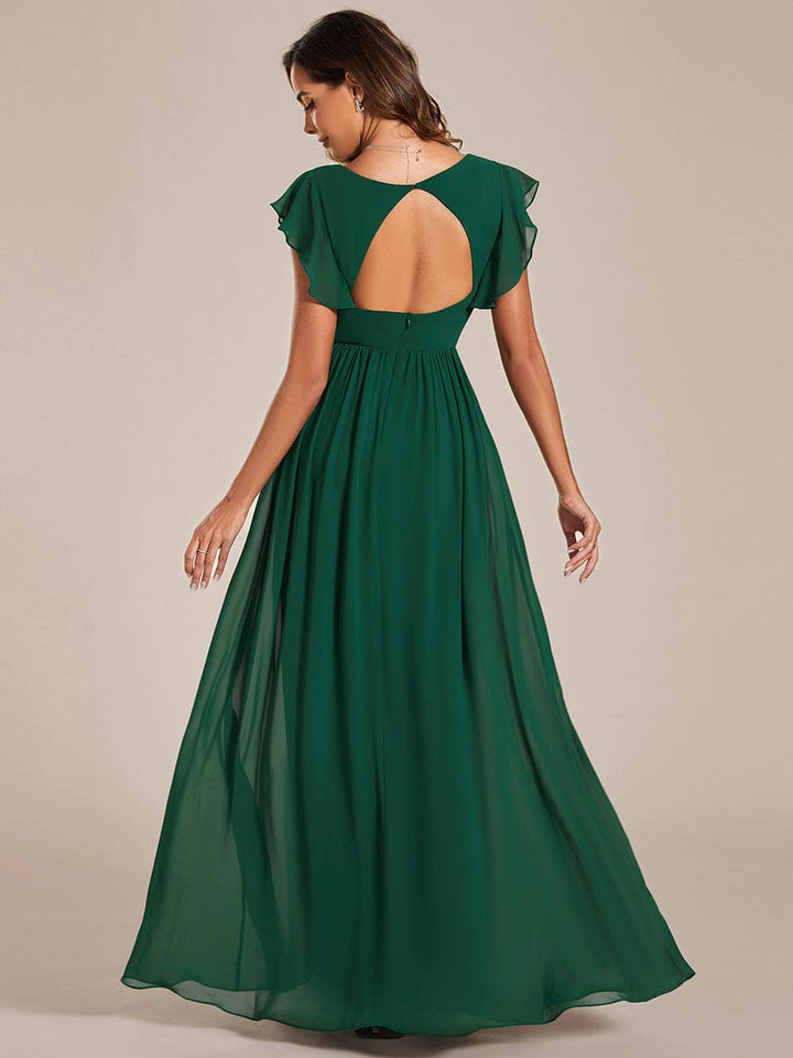 MABEL CHIFFON PLEATED SLEEVE BRIDESMAID DRESS