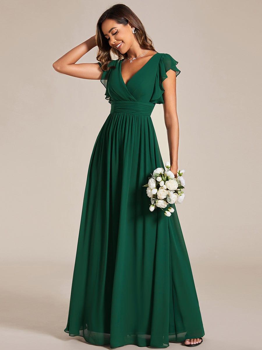 MABEL CHIFFON PLEATED SLEEVE BRIDESMAID DRESS