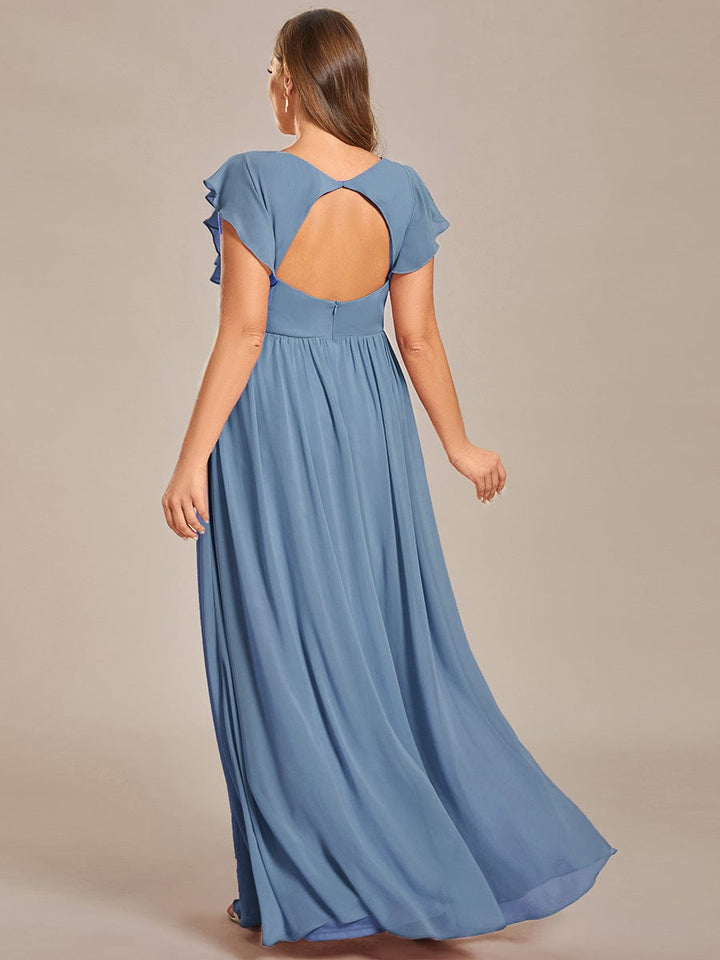 MABEL CHIFFON PLEATED SLEEVE BRIDESMAID DRESS