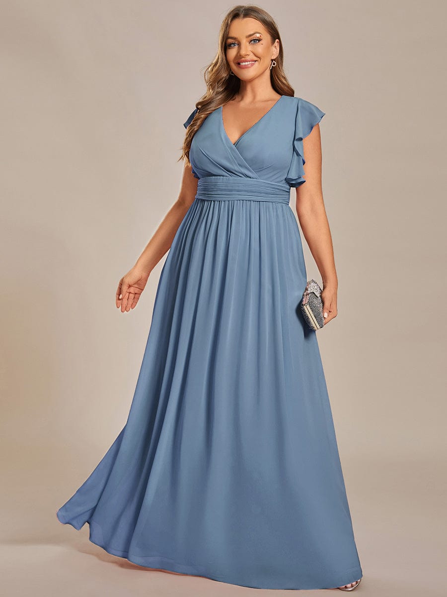 MABEL CHIFFON PLEATED SLEEVE BRIDESMAID DRESS