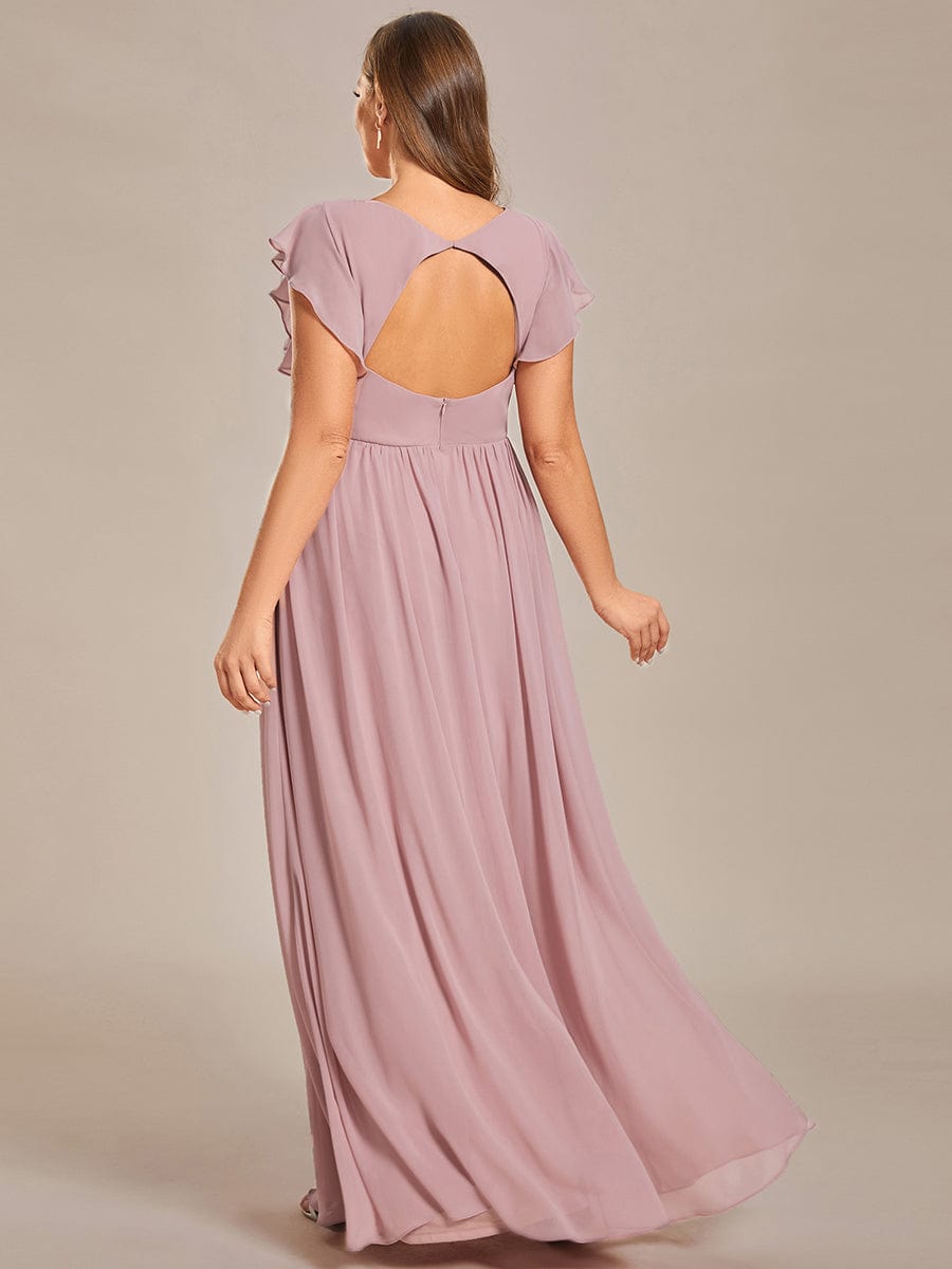 MABEL CHIFFON PLEATED SLEEVE BRIDESMAID DRESS