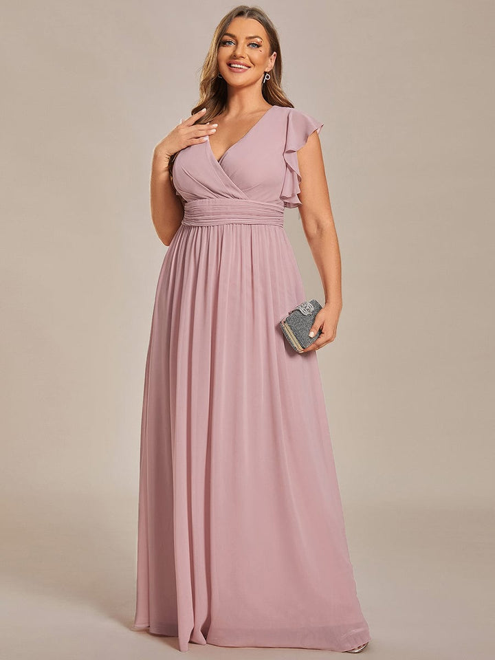 MABEL CHIFFON PLEATED SLEEVE BRIDESMAID DRESS