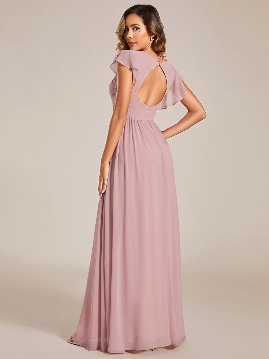 MABEL CHIFFON PLEATED SLEEVE BRIDESMAID DRESS