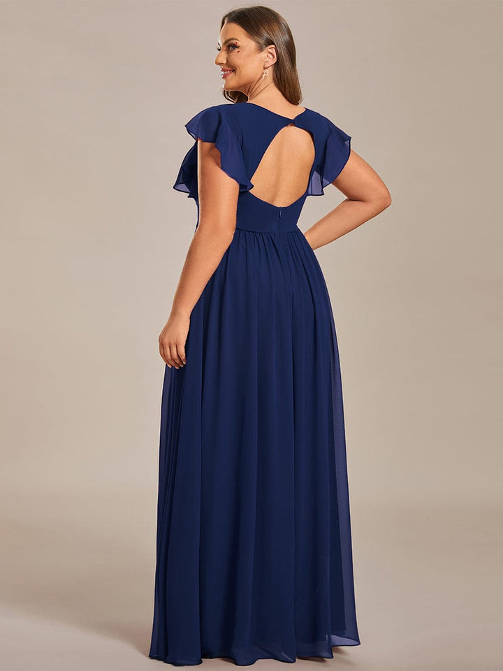 MABEL CHIFFON PLEATED SLEEVE BRIDESMAID DRESS