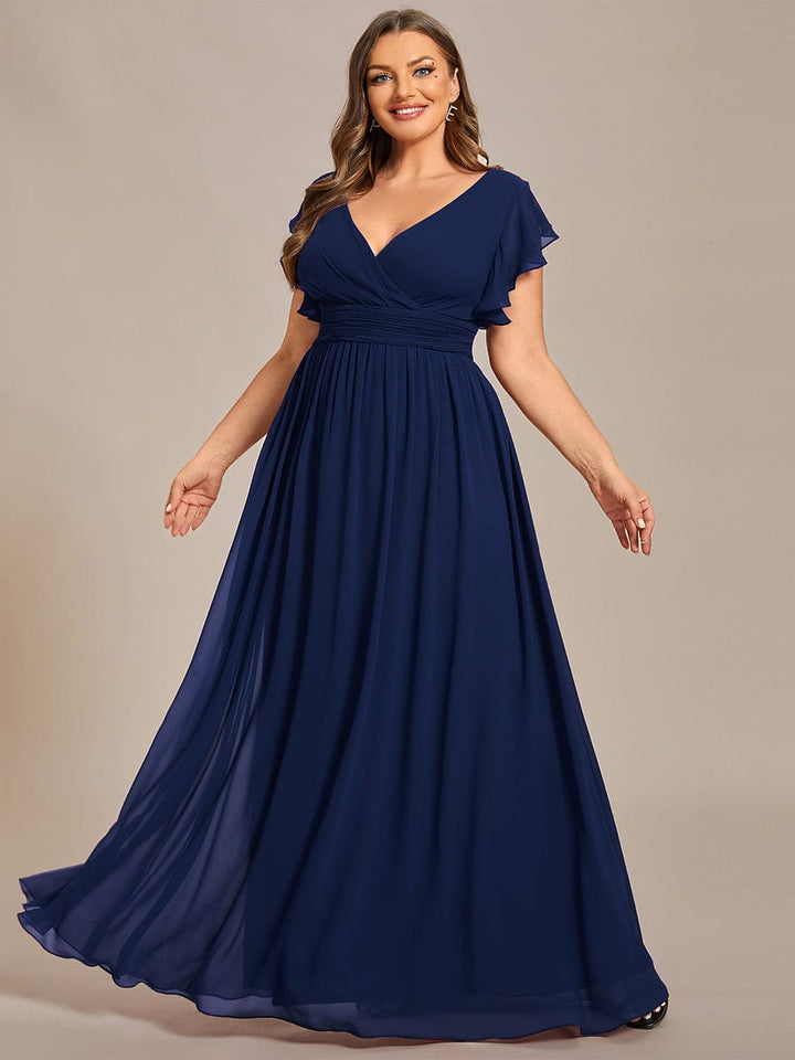 MABEL CHIFFON PLEATED SLEEVE BRIDESMAID DRESS