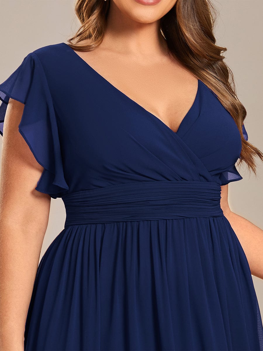 MABEL CHIFFON PLEATED SLEEVE BRIDESMAID DRESS