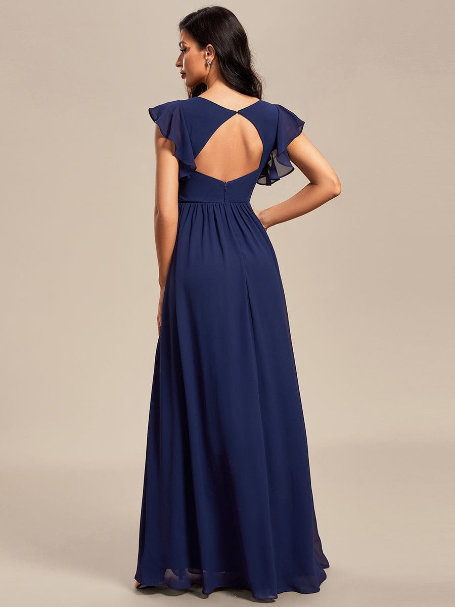 MABEL CHIFFON PLEATED SLEEVE BRIDESMAID DRESS