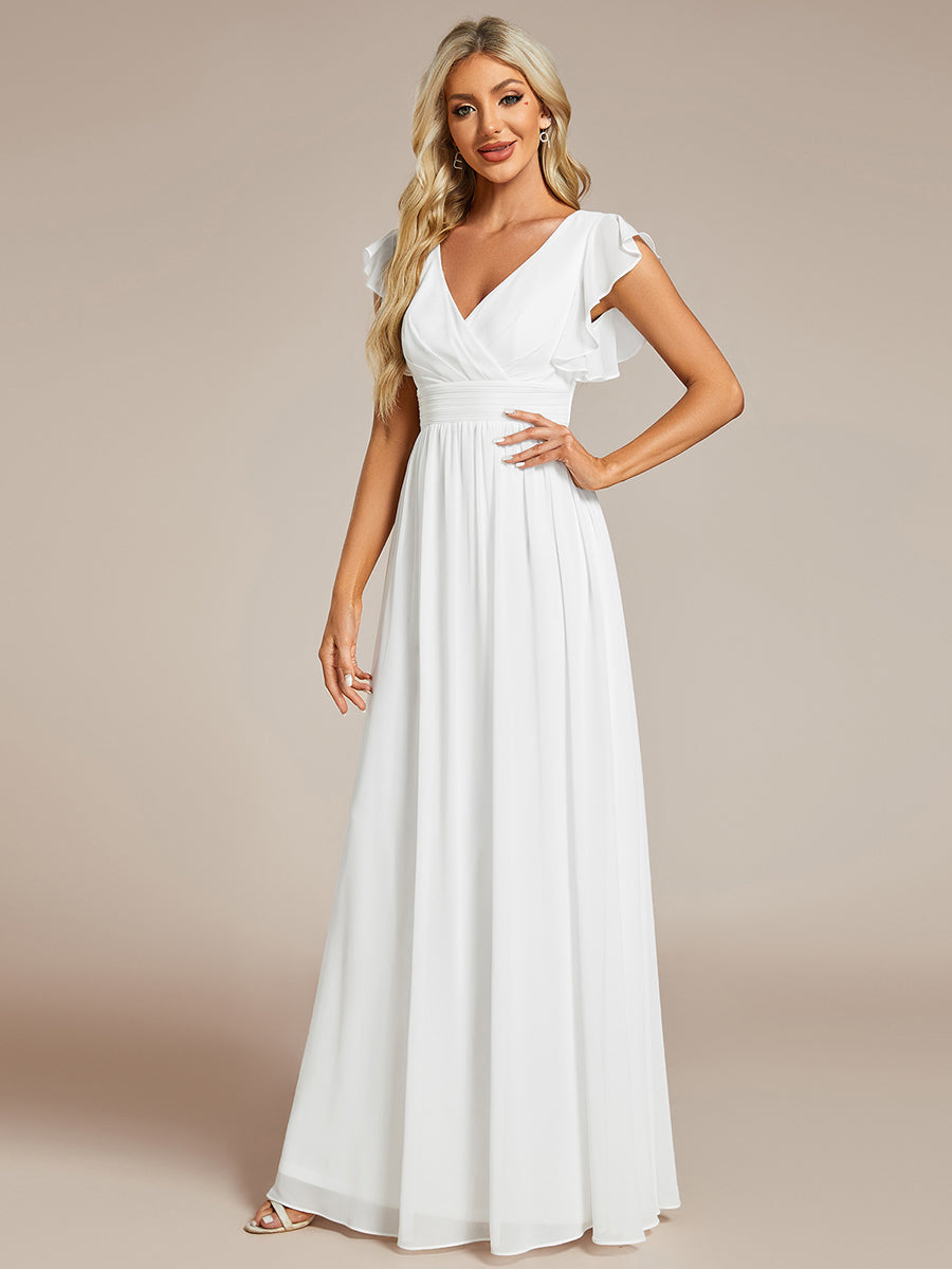 MABEL CHIFFON PLEATED SLEEVE BRIDESMAID DRESS