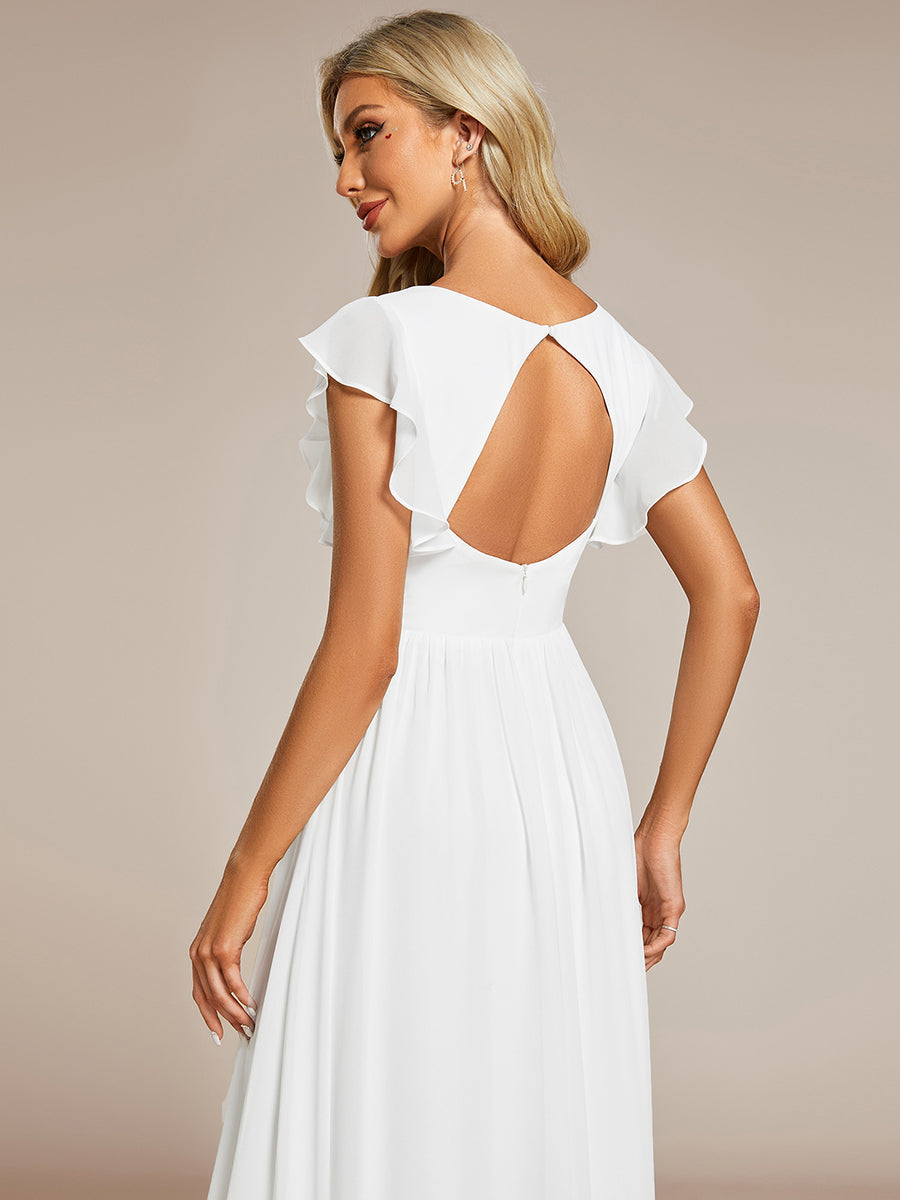 MABEL CHIFFON PLEATED SLEEVE BRIDESMAID DRESS