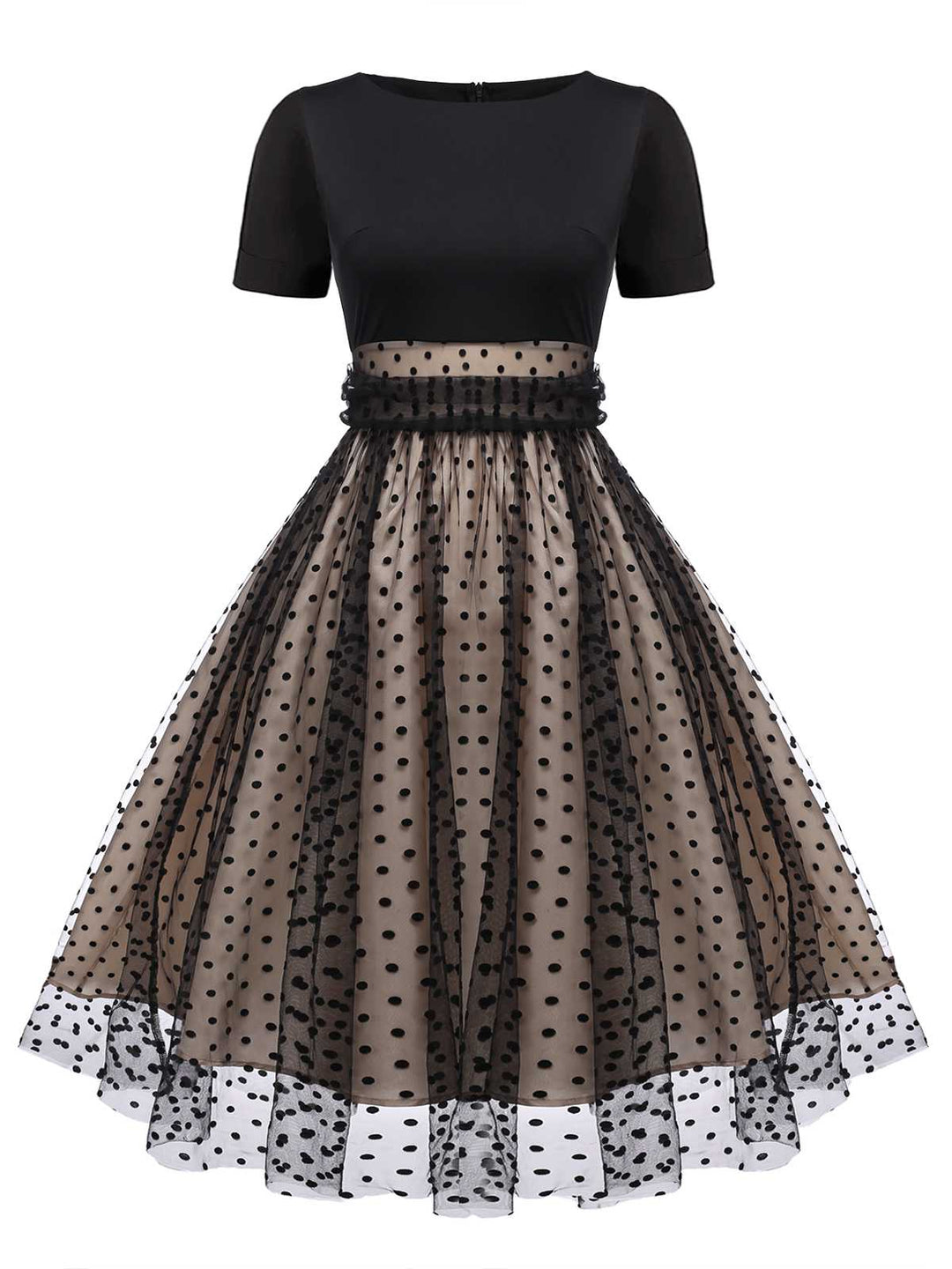 BERTHA | BLACK POLKA DOT SWING DRESS