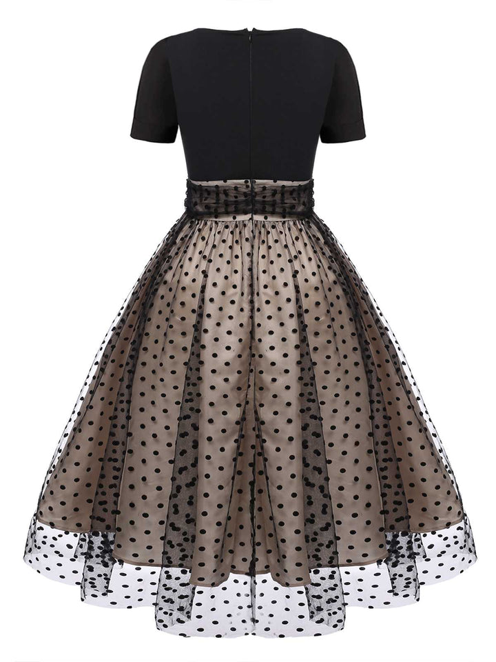 BERTHA | BLACK POLKA DOT SWING DRESS