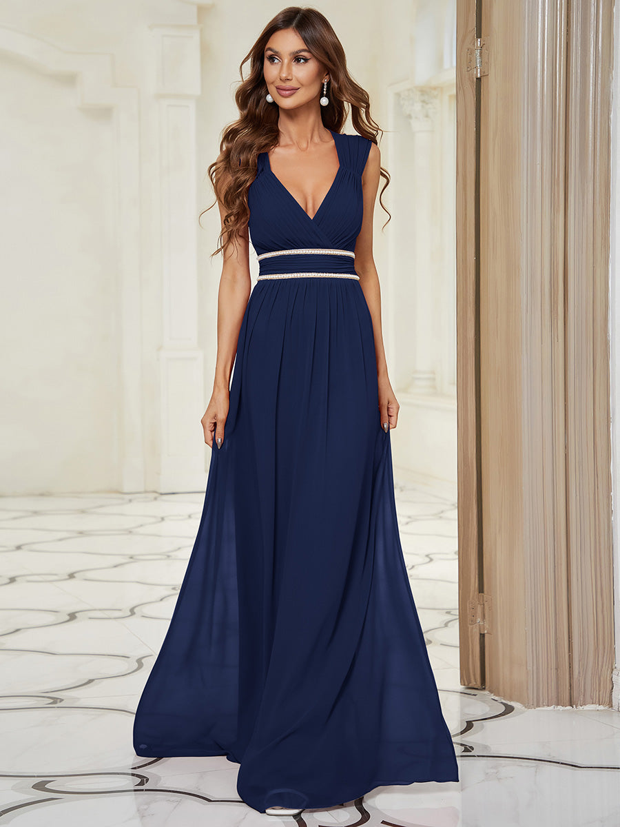 EMMA RUCHED V-NECK BRIDESMAID DRESS