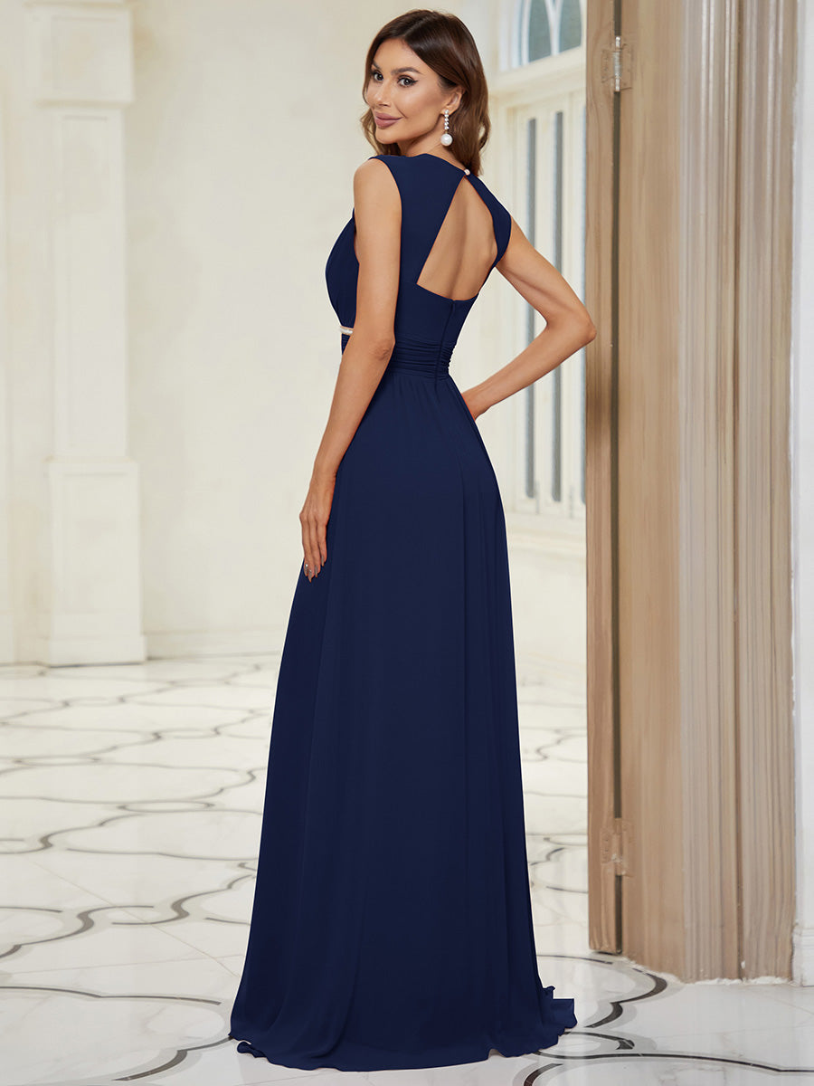 EMMA RUCHED V-NECK BRIDESMAID DRESS