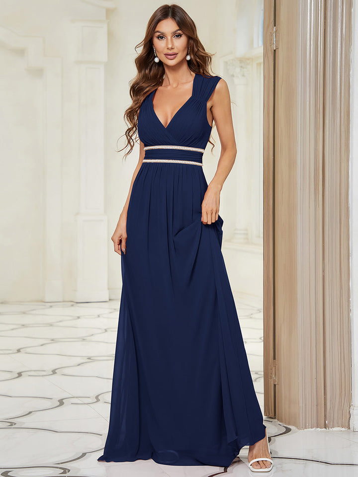 EMMA RUCHED V-NECK BRIDESMAID DRESS