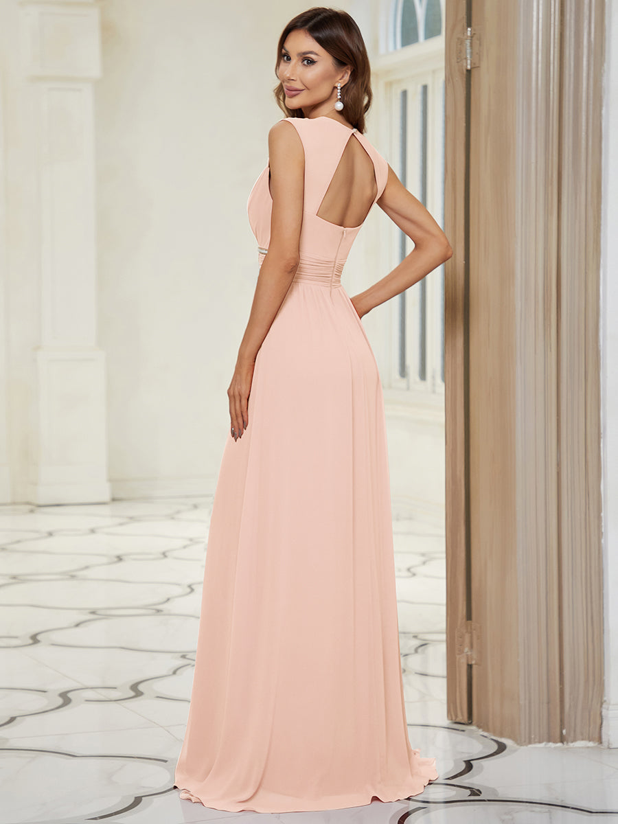 EMMA RUCHED V-NECK BRIDESMAID DRESS