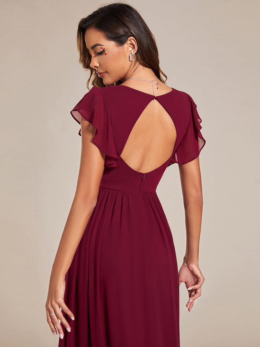 MABEL CHIFFON PLEATED SLEEVE BRIDESMAID DRESS