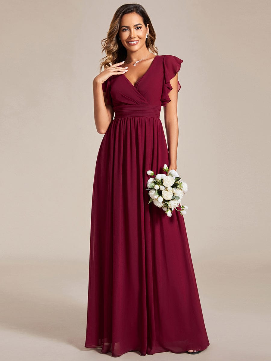 MABEL CHIFFON PLEATED SLEEVE BRIDESMAID DRESS