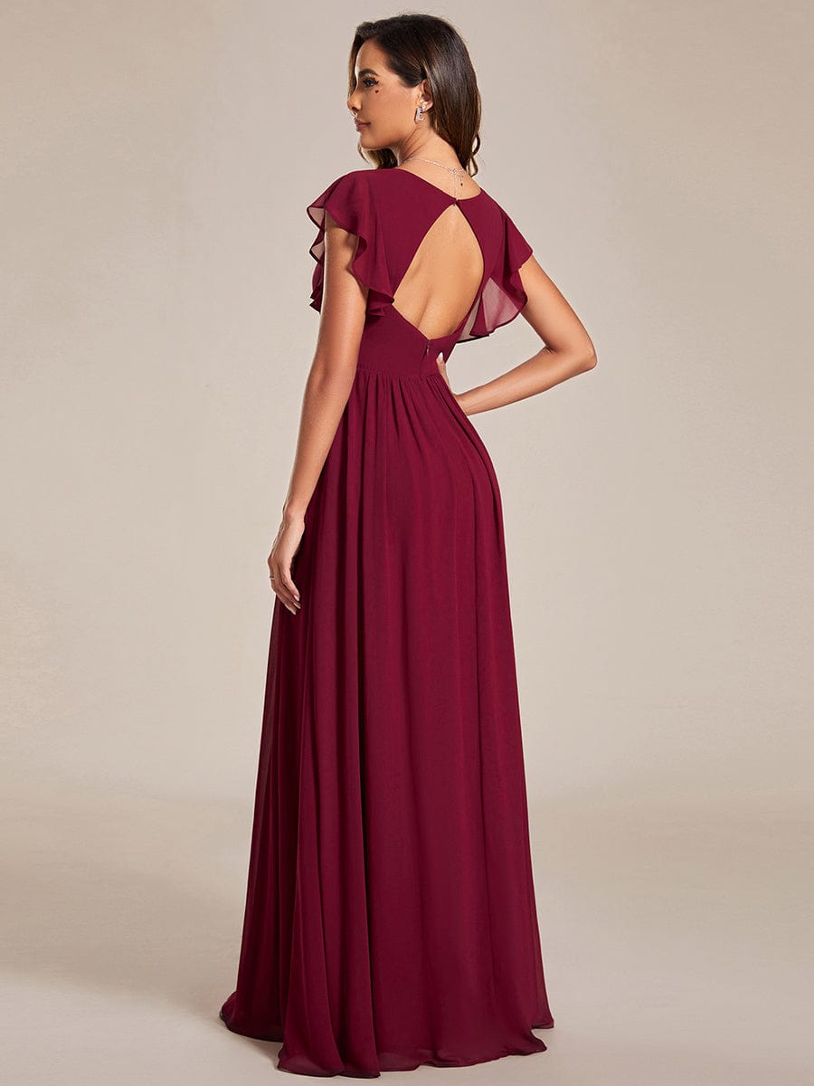 MABEL CHIFFON PLEATED SLEEVE BRIDESMAID DRESS