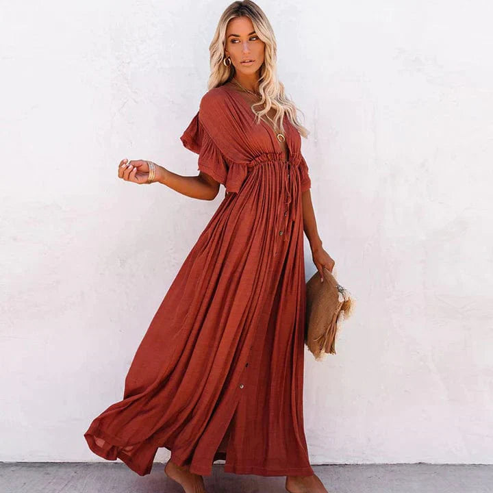 RUBY - RED LONG BEACH DRESS