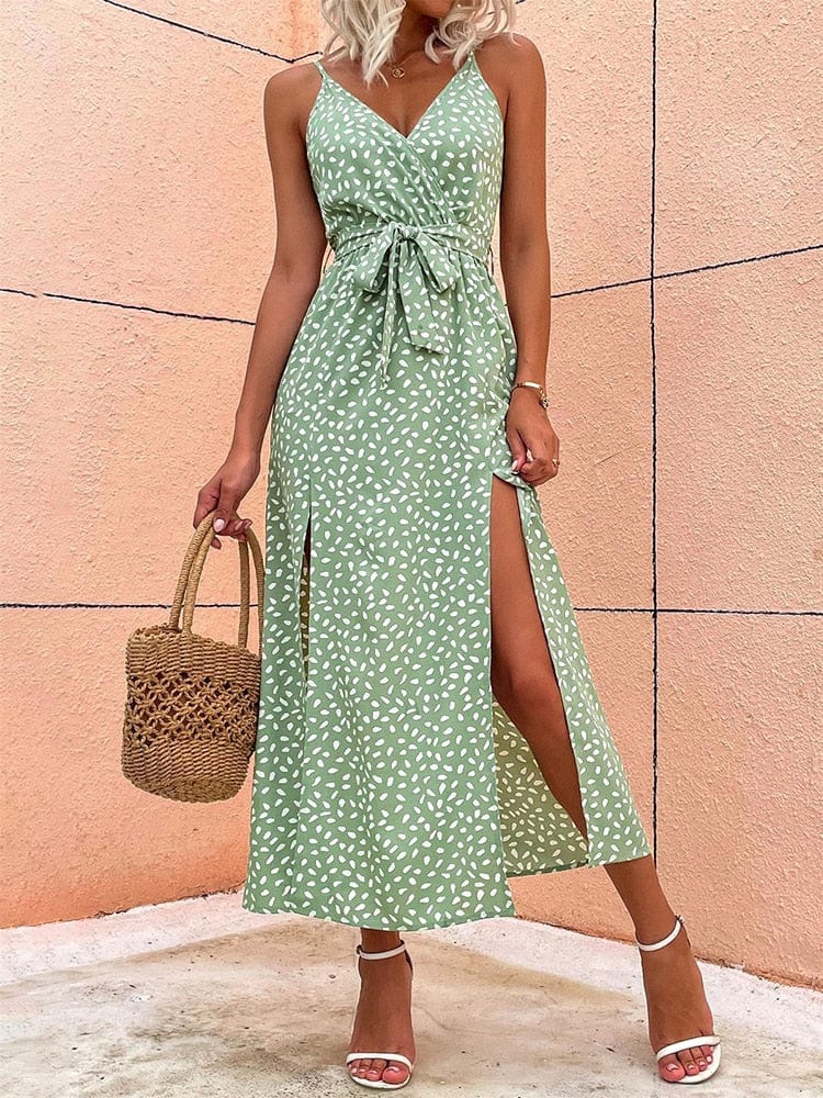 OLIVIA - BOHO V-NECK DRESS WITH DOTS