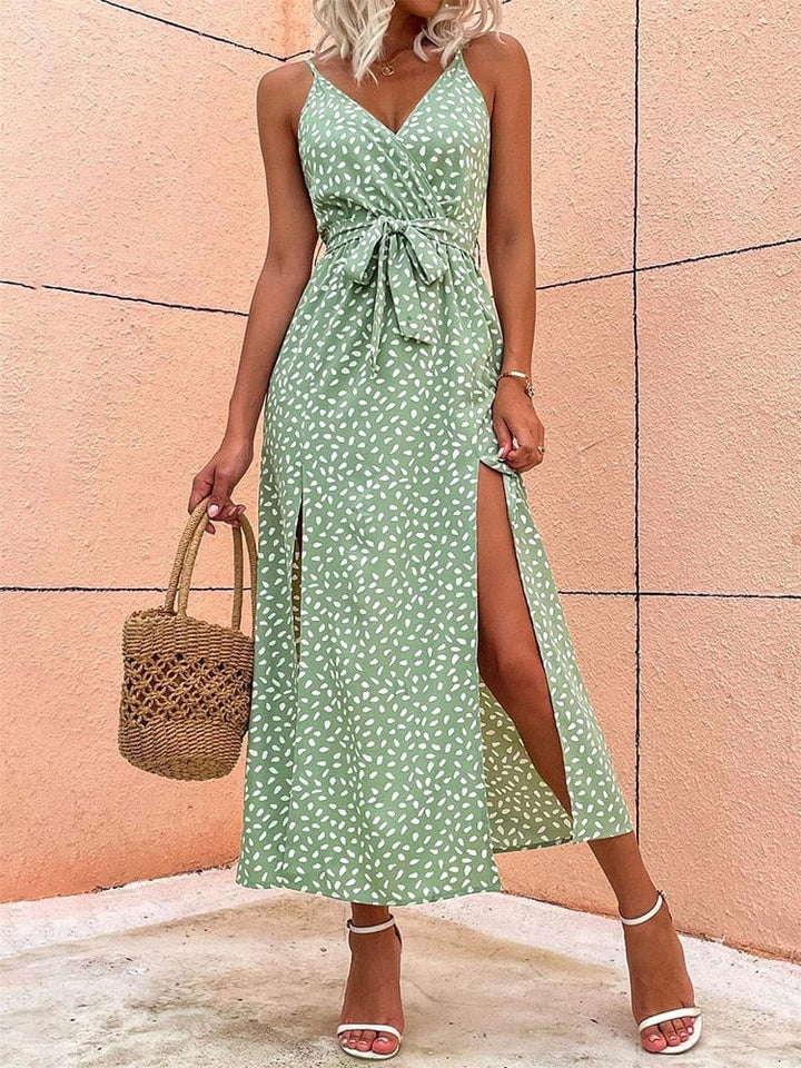 OLIVIA - BOHO V-NECK DRESS WITH DOTS